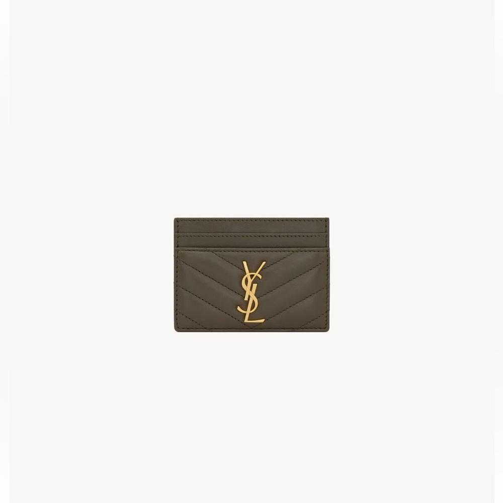 Saint Laurent “YSL” Card Case with Gold Logo - Picture 1 of 4